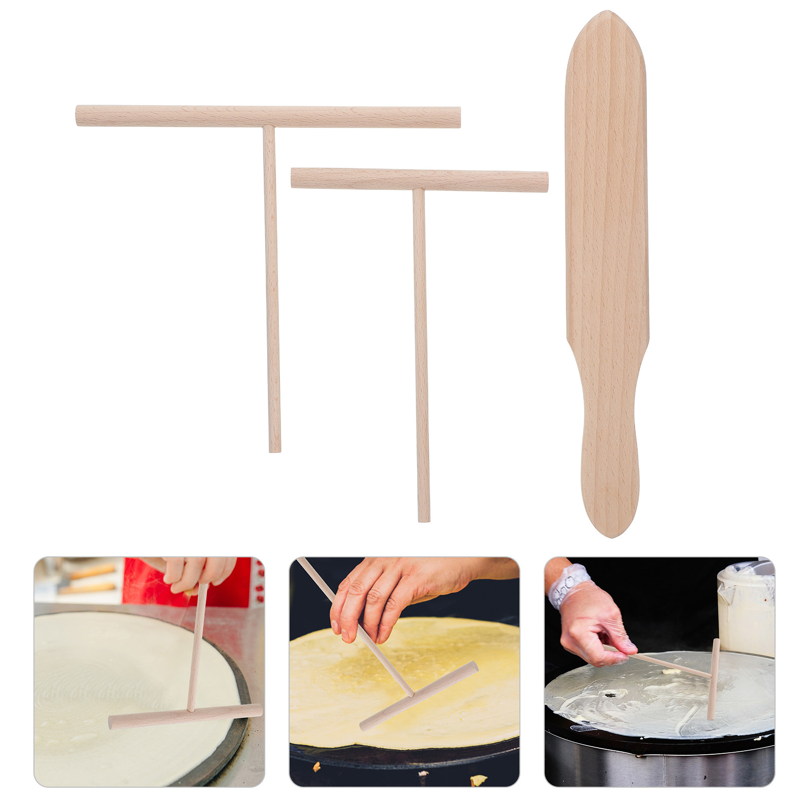 Home Cooking Set - 3Pcs Crepe Spreader and Spatula Wooden